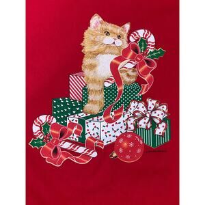 Vintage Cat Christmas Sweatshirt By Endless Designs NWT 50/50 Medium USA Sweater